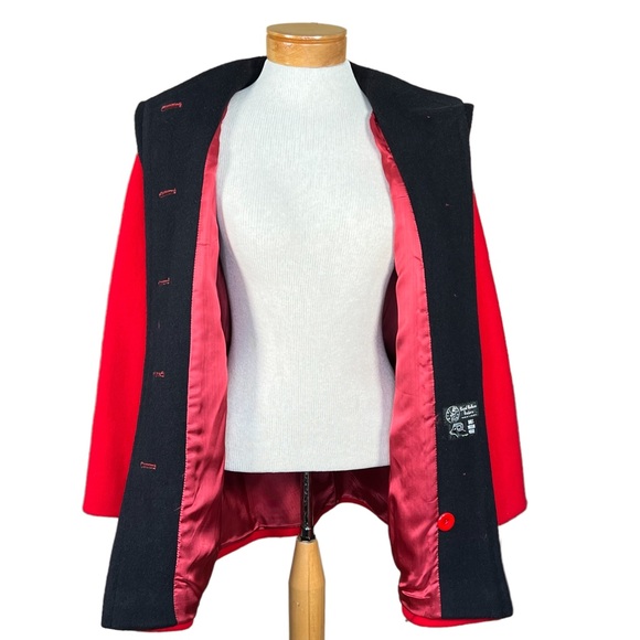 Royal Balkan Tailors Vintage Dead Stock Red & Black Wool Blazer Size 11 … - Picture 11 of 16